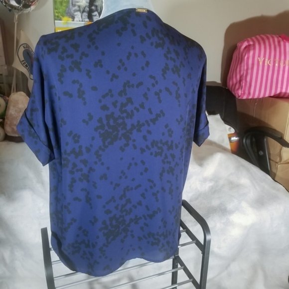 Ivanka Trump Blue & Black Spotted Blouse - Picture 4 of 8